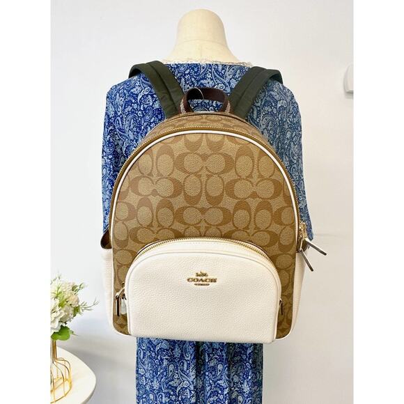 Coach 5671 Court Backpack In Signature Canvas IN Khaki Chalk